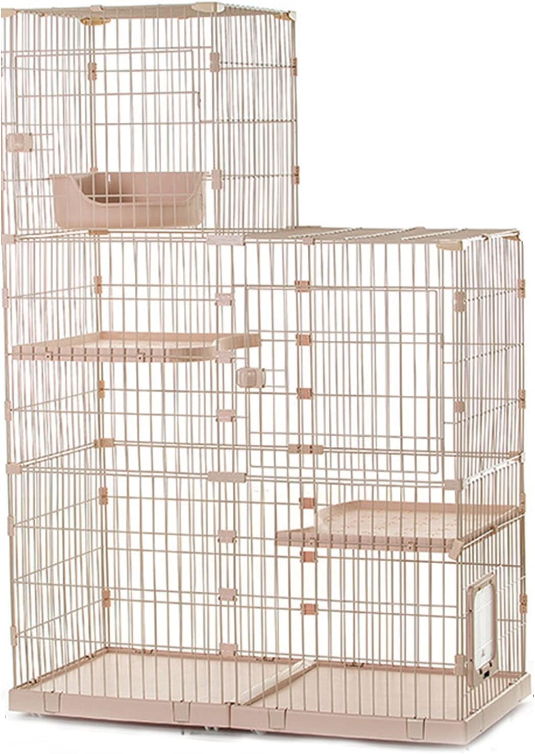 Large Cat Cage Indoor Playpen on Wheels - Metal Wire Enclosure for 1-4 Cats, Spacious Cat Kennel, Durable Pet Crate, Ideal for Home Use (C1-125 * 62.5 * 126cm)