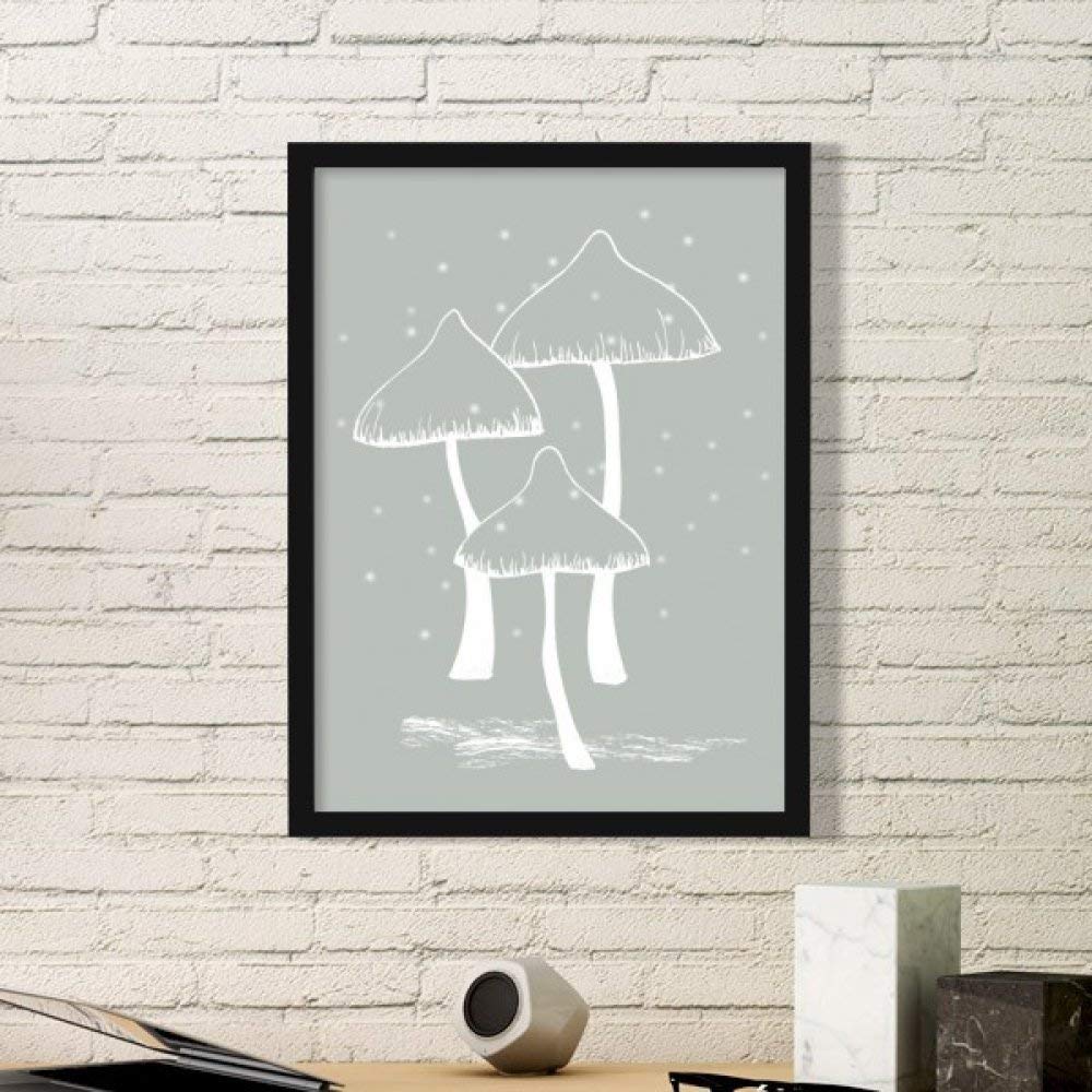 Cadre photo champignon gris DIYthinker en bois noir pour décoration murale de petite taille