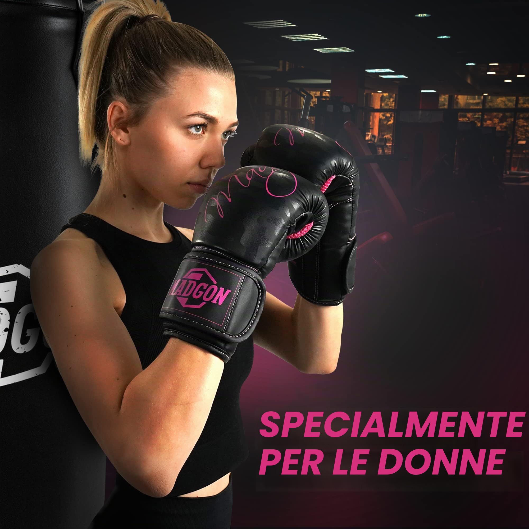 Guantoni Boxe MADGON - Guanti Boxe e Kick Boxing Fatti con i Migliori Materiali – Guanti MMA, Kick Boxing, Sparring e Pugilato con Incredibile Assorbimento degli Urti – Confortevoli e Resistenti