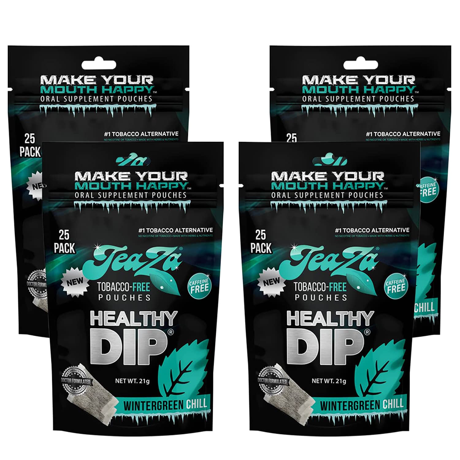 TeaZa Wintergreen Chill Tobacco-Free Dips (4 Pack)