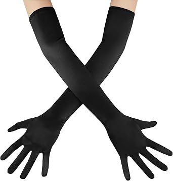 Long Opera Party 1920s Satin Tea Party Gloves Costume Stretchy Adult Size Elbow Length