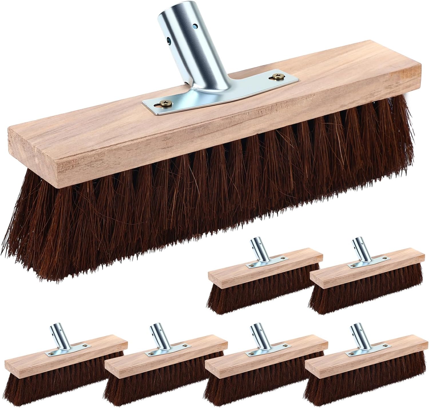 Vesici 6 Pcs Scrub Deck Brush Broom Heads Heavy Duty 10.6 x 2.4 Inch Replacement Wide Brooms for Outdoor Concrete Shop Boat Industrial Push Garage Driveway Farmhouse Cleaning Livestock Back Scratcher