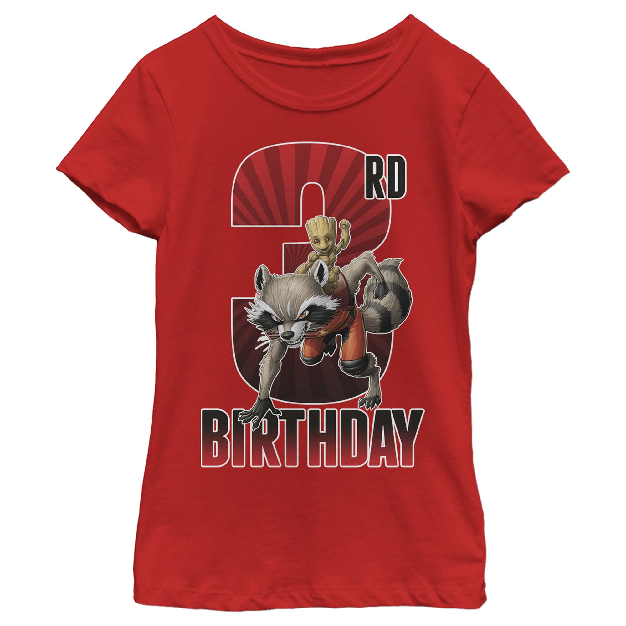 T-shirt Groot 3 ans vêtement fille confortable et souple Marvel rouge