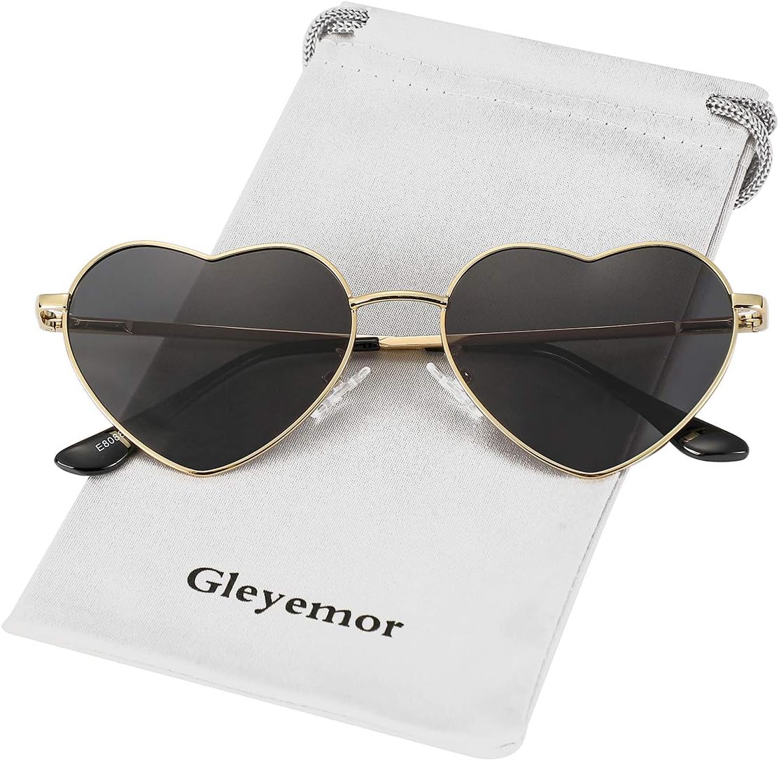 Polarized Heart Shaped Sunglasses for Women Metal Frame Cute Lovely Glasses 100% UV Protection - Image 2