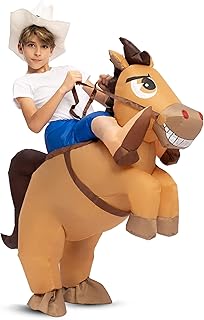Spooktacular Creations Inflatable Cowboy Riding a Horse Air Blow-up Deluxe Halloween Costume - Child (7-10 Yrs)