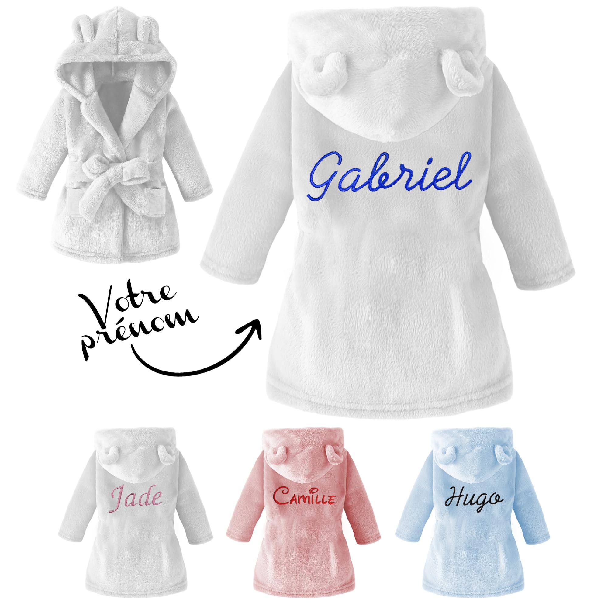 KDO MAGIC Peignoir bébé personnalisé - Doux et Moelleux - Personnalisable et brodé avec Un prénom - Garçons & Filles