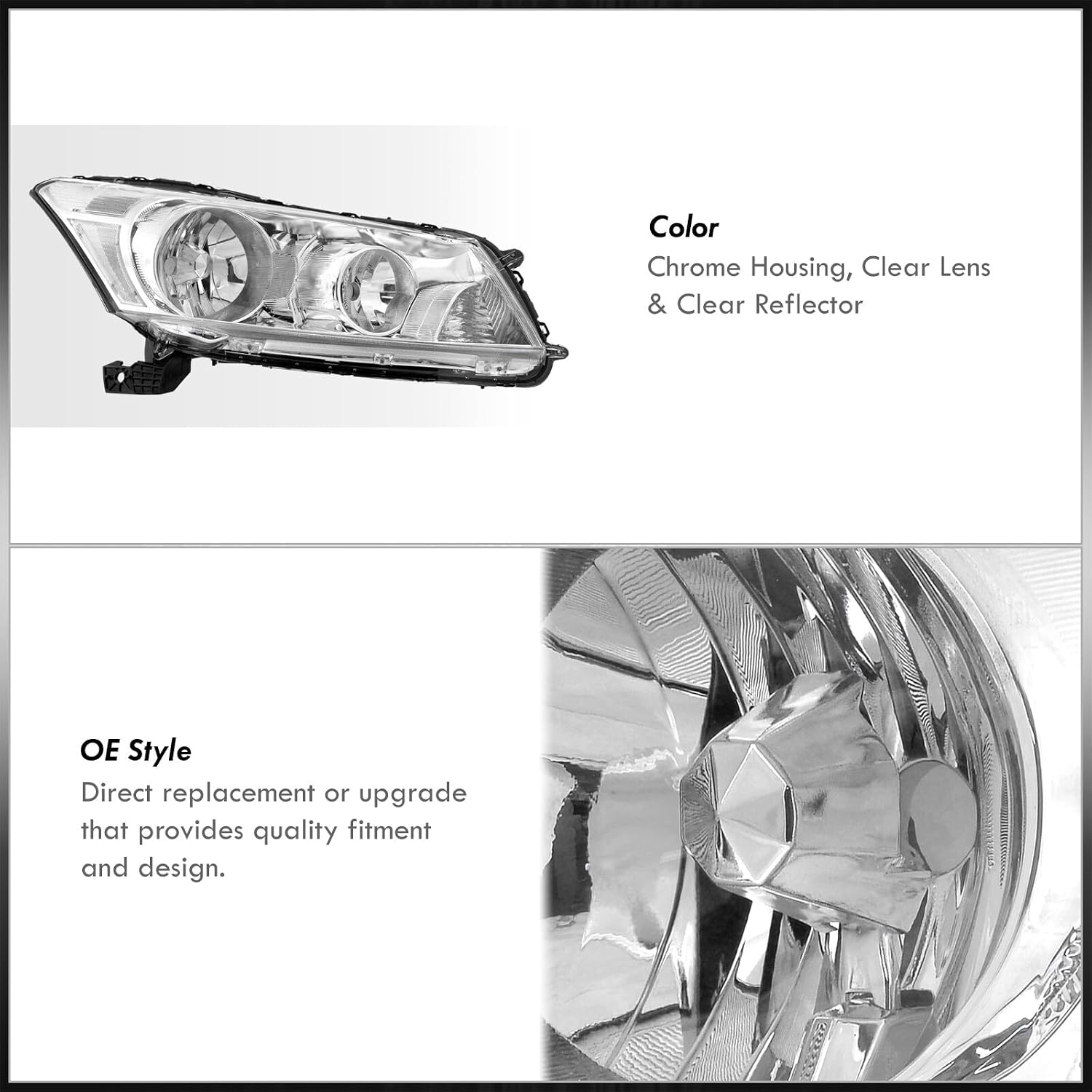 AJP Distributors JDM Front Bumper Driving Reflector Signal Headlights Head Lights Lamps Assembly Pair Set Compatible/Replacement For Accord 4-Door Sedan CP2 CP3 2008 2009 2010 2011 2012 08 09 10 11 12