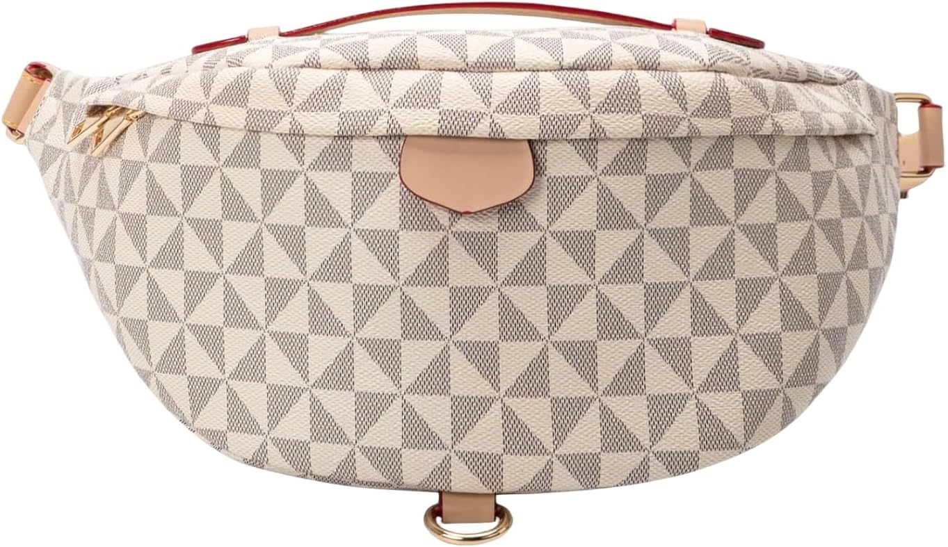 Xehuro Women's Checkered Multi Color Fanny Pack (Beige-1)