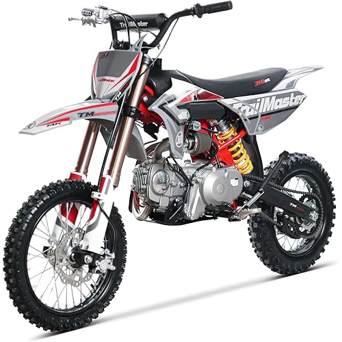 Trailmaster JHL Pro Series TM MK125S Dirt Bike Electric Start, Extended Frame, 14 inch Front tire, 29.5 seat Height, Semi-Auto Trans