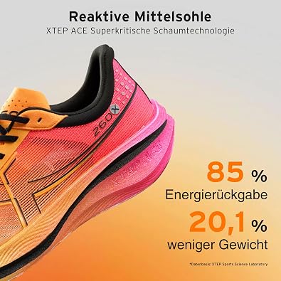 XTEP Men's 260X Running Shoes Upgraded Marathon Running Shoes with 85% Cushioning Racing Training Lightweight Carbon Plate Competition Running Shoes Cushioned Breathable Non-Slip