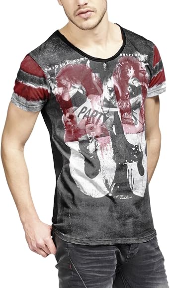 trueprodigy Casual Hombre Marca Camiseta con impresión Estampada Ropa Retro  Vintage Rock Vestir Moda Cuello V Manga Corta Slim fit Designer Fashion  t-Shirt, Colores:Red, Tamaño:XXL: Amazon.es: Ropa