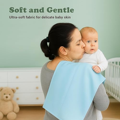 Miniatura 4 de Paños para eructos para niños y niñas, paquete de 7 unidades, grandes, 100% algodón, trapos extraabsorbentes de doble capa, color menta