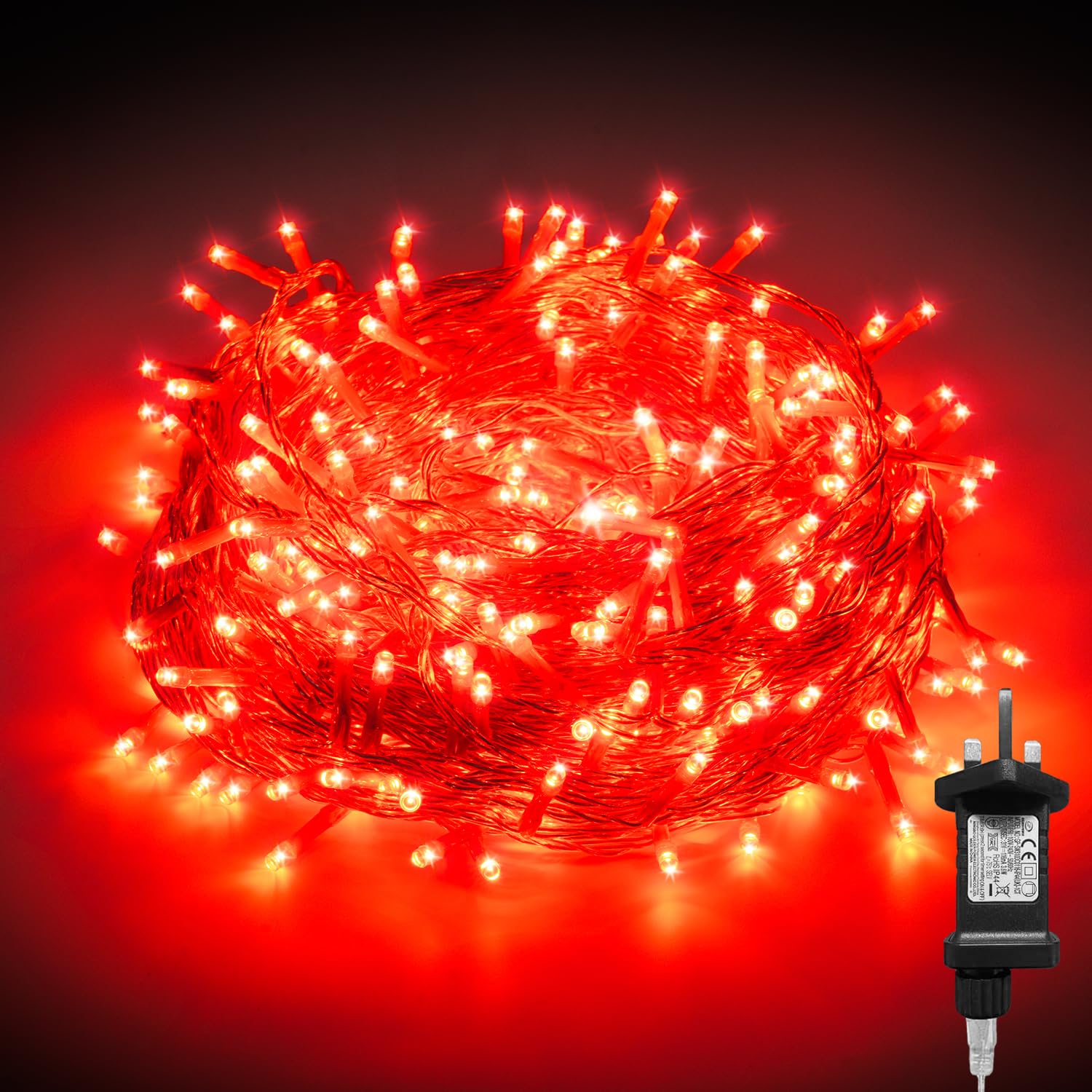 Gresonic 10m 100LED Red Fairy Llights, Coloured String Lights with Remote/Plug/8 Modes/Timer/Memory Function/IP44 Waterproof,for Outdoor Indoor,Mother's Day,Valentines Decorations, Wedding,Party