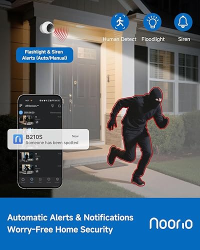 Miniatura 6 de Noorio Cámaras de seguridad inalámbricas magnéticas, cámara 2K para interiores y exteriores para el hogar alimentada por batería, detección de