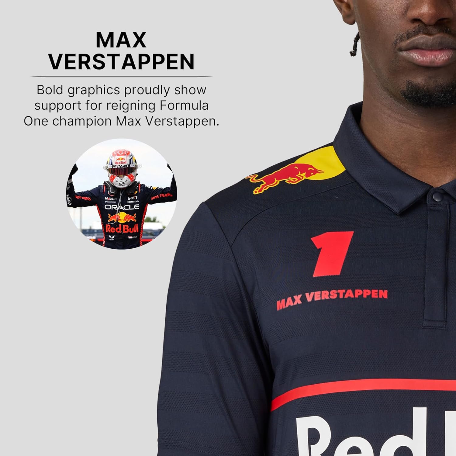 Castore Oracle Men’s Red Bull Racing F1 Team Driver Polo Shirt | Official Red Bull F1 Racing Shirt with Team & Sponsor Logos - Image 4
