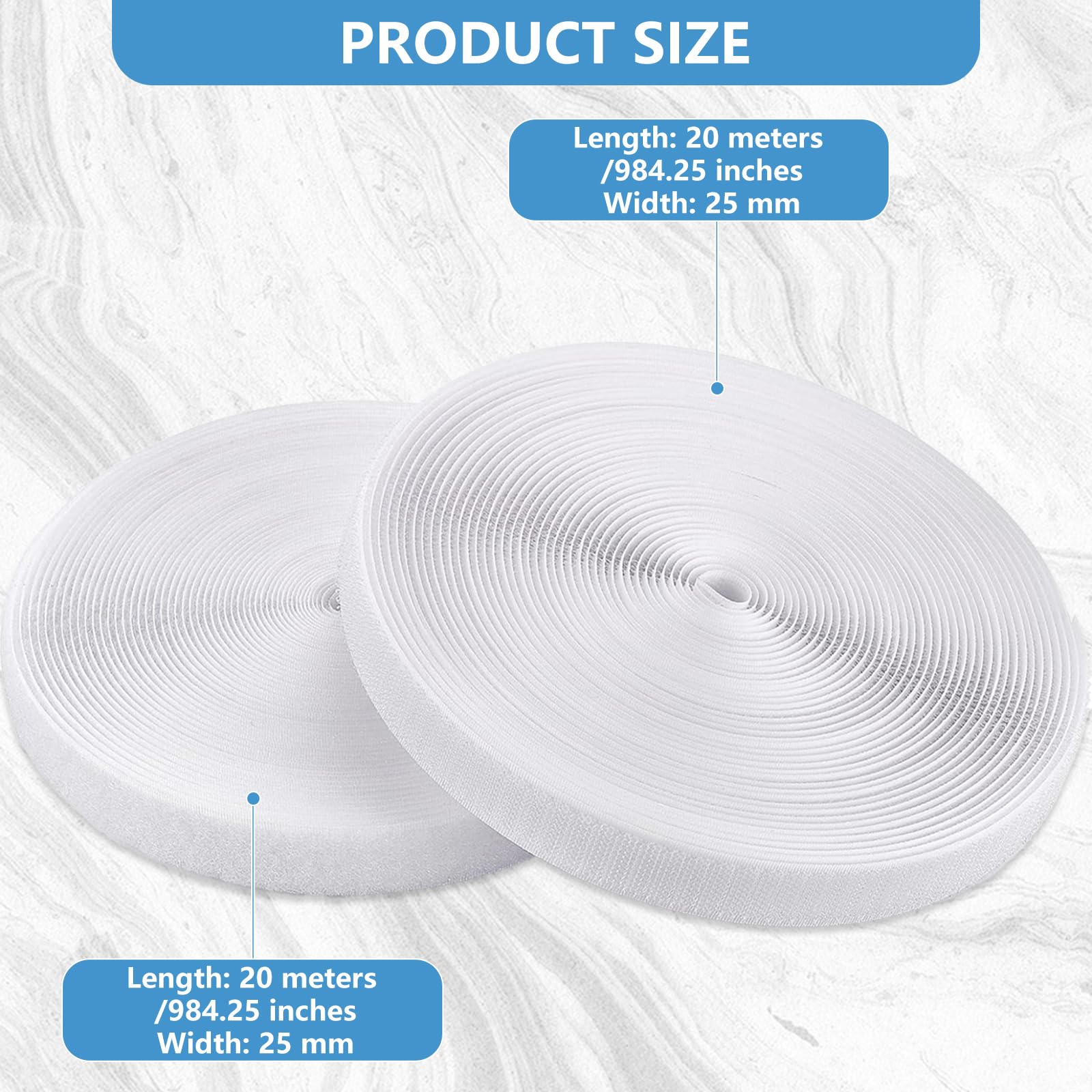 Fastener Roll Strip, 82 FT×1inch Nylon Hook and Loop Tape Strips, Strong Self-Adhesive Heavy Duty Strips Fastener Reusable Sticky Fastening Cable Ties Hook Loop Tape Strip for Home (1 Set, A Grade)