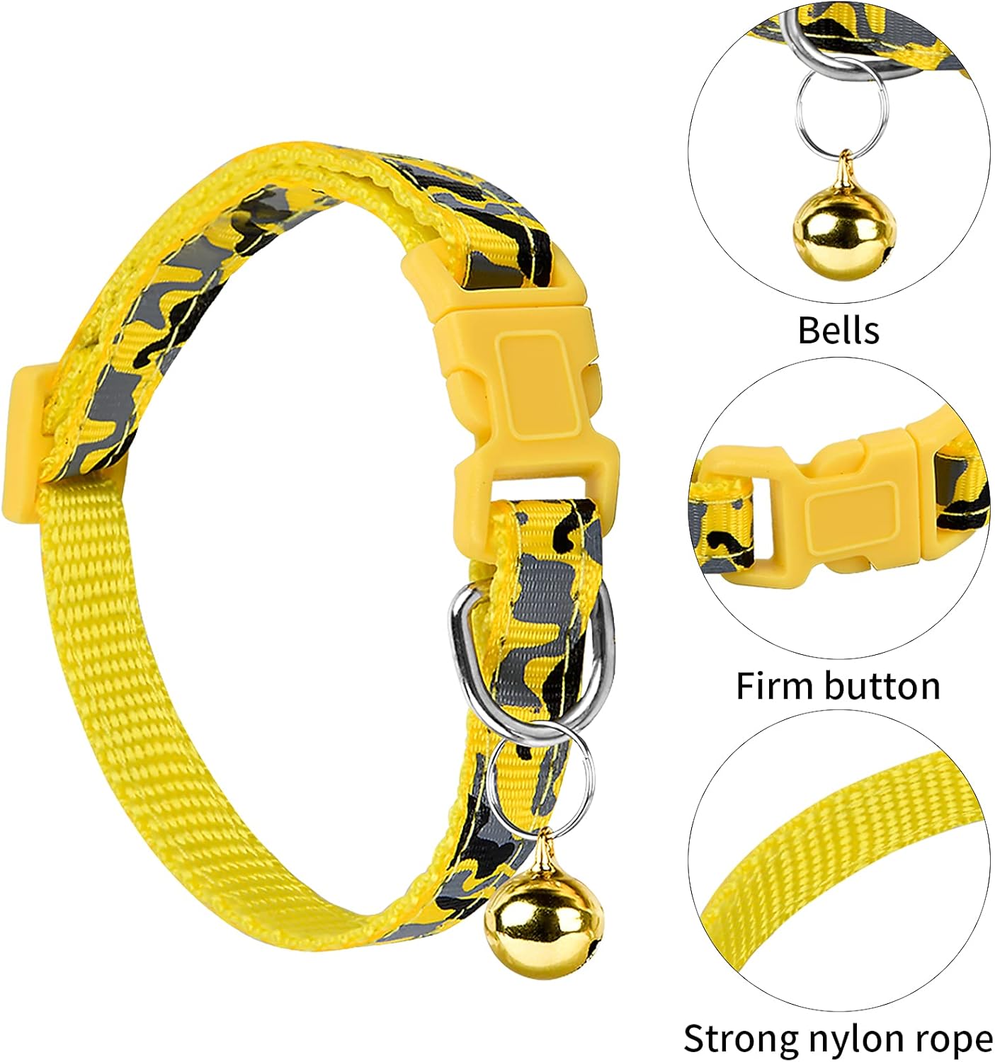 6 Pack Cat Collars with Bell, 7.5’’ 12.6’’ Adjustable Dog Collar