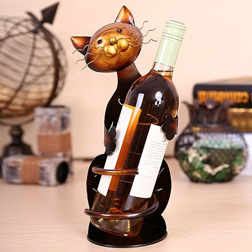 Miniatura 7 de Soporte de vino para gatos, soporte para botella de vino de gato, estante de vino de decoración de mesa, soporte de vino de escultura de metal,