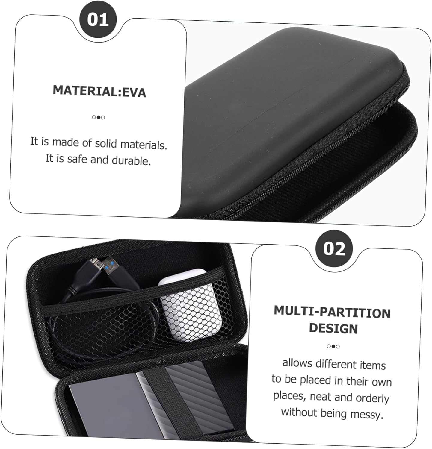 OSALADI 2Pcs Travel Cable Organizer Bags Multi-Partition Electronic Organizer Case for Chargers USB Cables Power Banks Small Accessories Storage