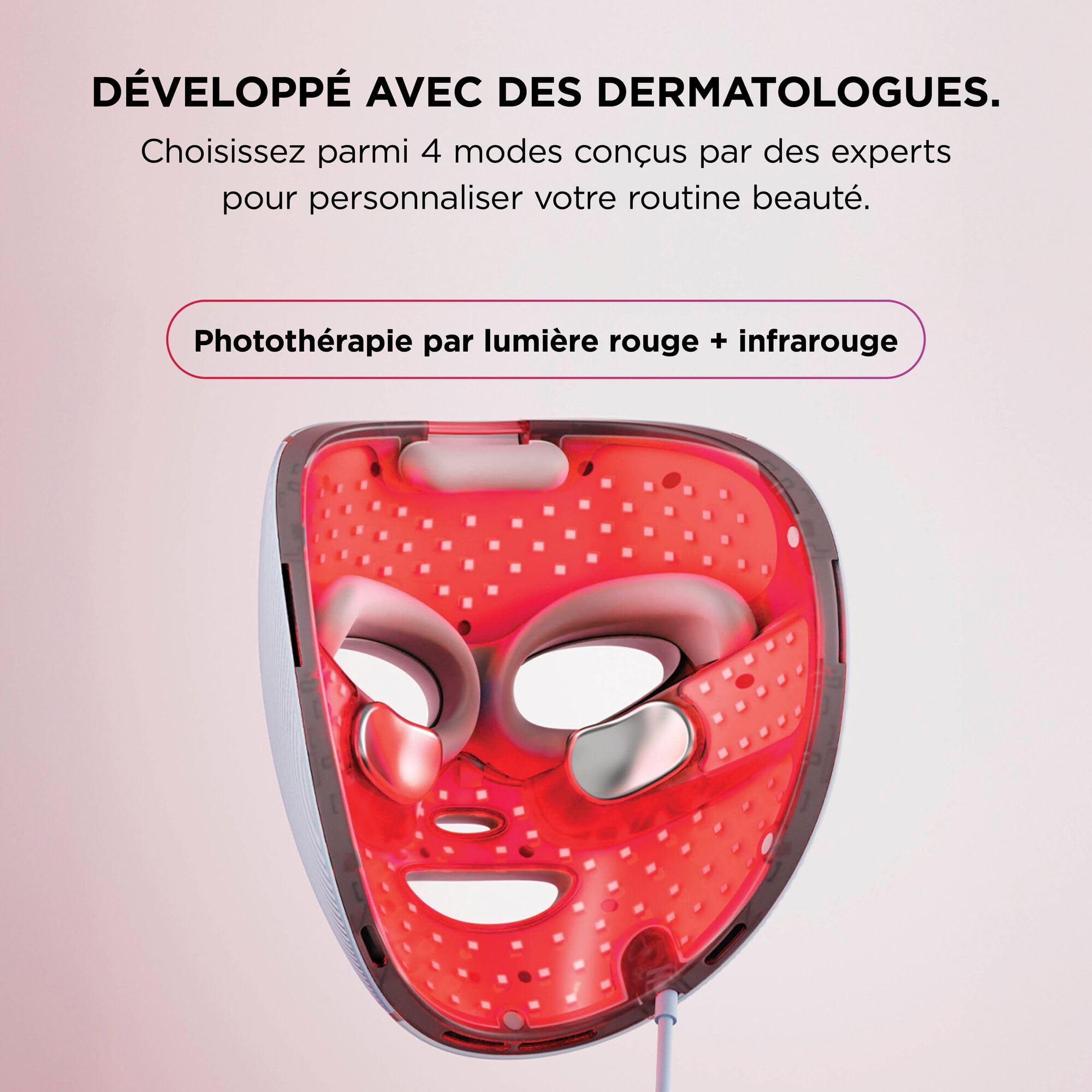 Masque LED Shark CryoGlow avec rafraîchissement du contour des yeux, LED rouge et bleue, Photothérapie par lumière infrarouge, USB-C, Télécommande + Stand de recharge du masque - Lilas XSKACS300EUPL