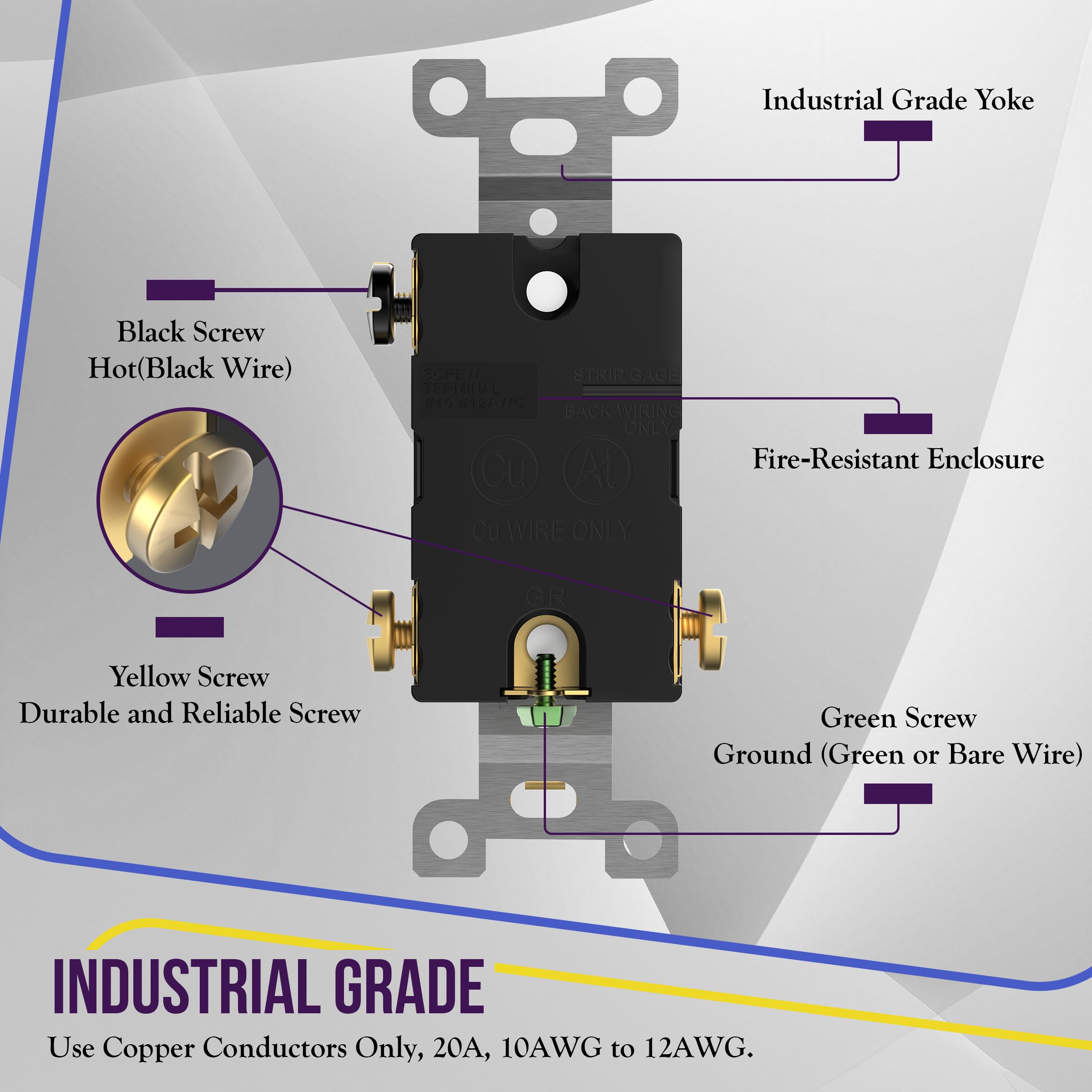 ENERLITES 20 Amp Toggle Light Switch, 3-Way or Single Pole, 20A 120/277V, Grounding Screw, Heavy Duty Commercial Grade - Image 4