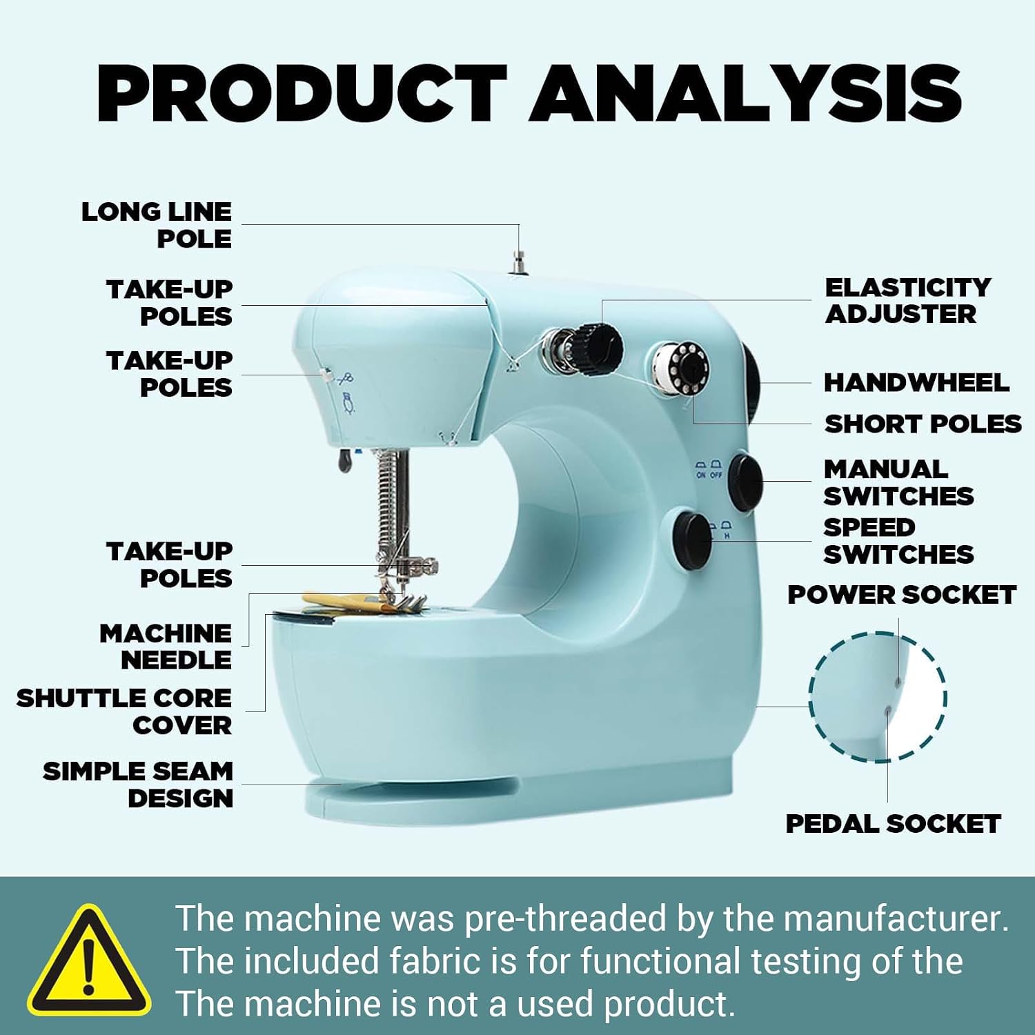 301FRJ Sewing Machine Kits for Home & School | Beginner-Friendly 2-Speed Mini Machine for DIY Crafts, Household Repairs & Fun Skill-Building with Kids & Adults