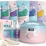 Tress Wellness Waxing Kit for Sensitive Skin - Safe for Face & Skin, Prep & Aftercare Spray, Easy to Use - At-Home Kit for Face, Bikini, Brazilian & Full Body - Digital Display, Pink to Teal