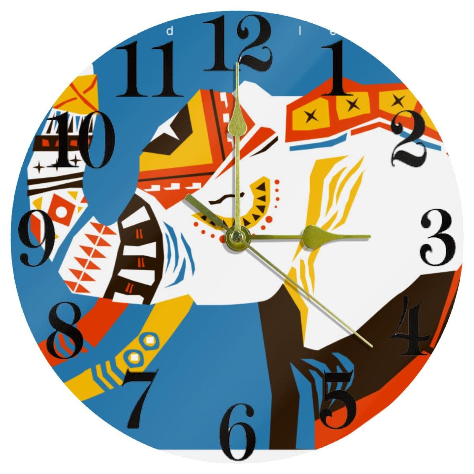 Horloge éléphant 25,4 cm design abstrait pour décorer le salon ou le bureau
