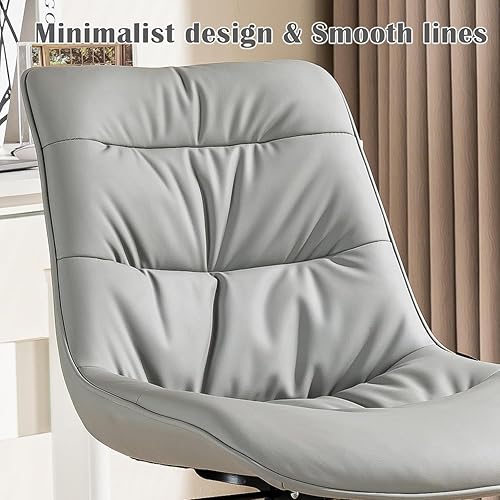 Vista 5 de Kidol & Shellder Silla de oficina de piel sintética, silla de trabajo de altura giratoria ajustable, ruedas giratorias y respaldo suave, silla