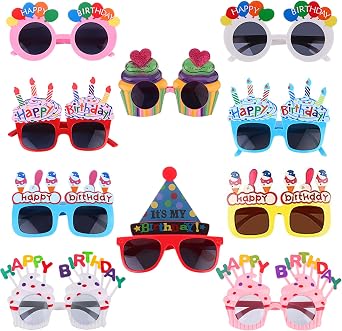 10 Pairs Birthday Party Sunglasses Funny Photo Props Sunglasses Happy Birthday Party Novelty Sunglasses for Kids Adults Birthday Party Favors