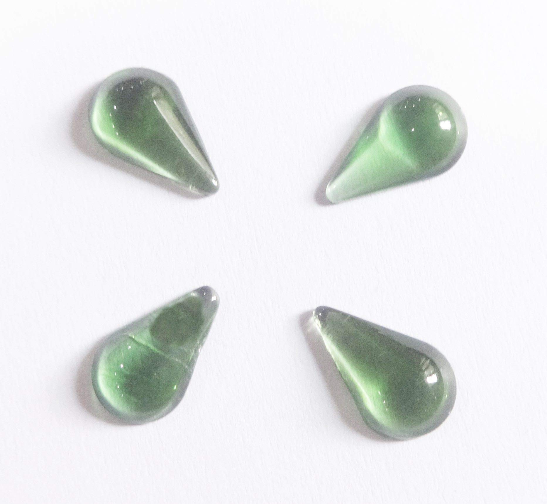 Excel Impex Completely Flat Bottom Drop Shaped Glass Crystals, Glass Pebbles Glass Gems for Decoration, Making Crafts or Aquarium Decor(13 mm x 10mm x 4mm Size)- Set of 60 | Green