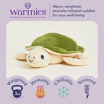 warmies Junior Microwavable & Weighted Stuffed Animal, Turtle - Microwavable Heating Pad Plush - Weighted Stuffed Animal - Cute Soft Plush Toys for Adults & Children (Boys, Girls, Babies & Toddlers)
