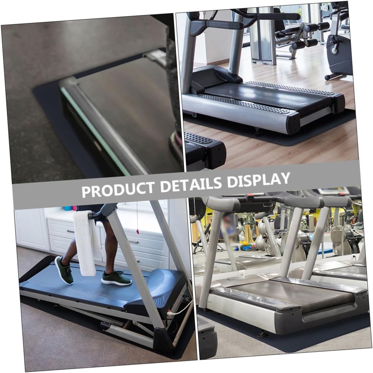 Yardwe 2pcs Thick Treadmill Sound Insulation Pad Exercise Mat for Home Gym Slip Workout Mat Noise Reduction Pad