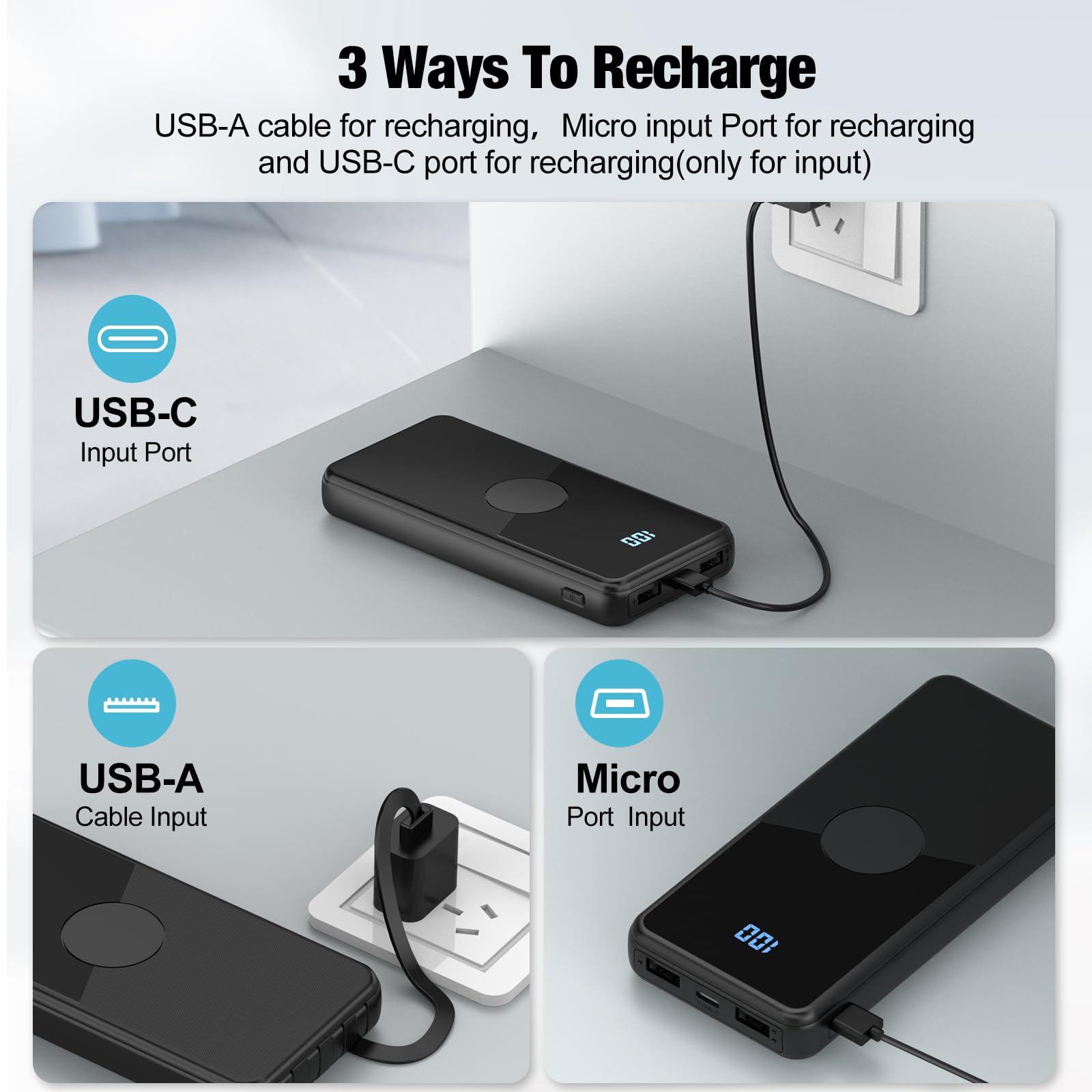 Amazon.com: TXQX Portable Charger with Built in Cables,High Speed