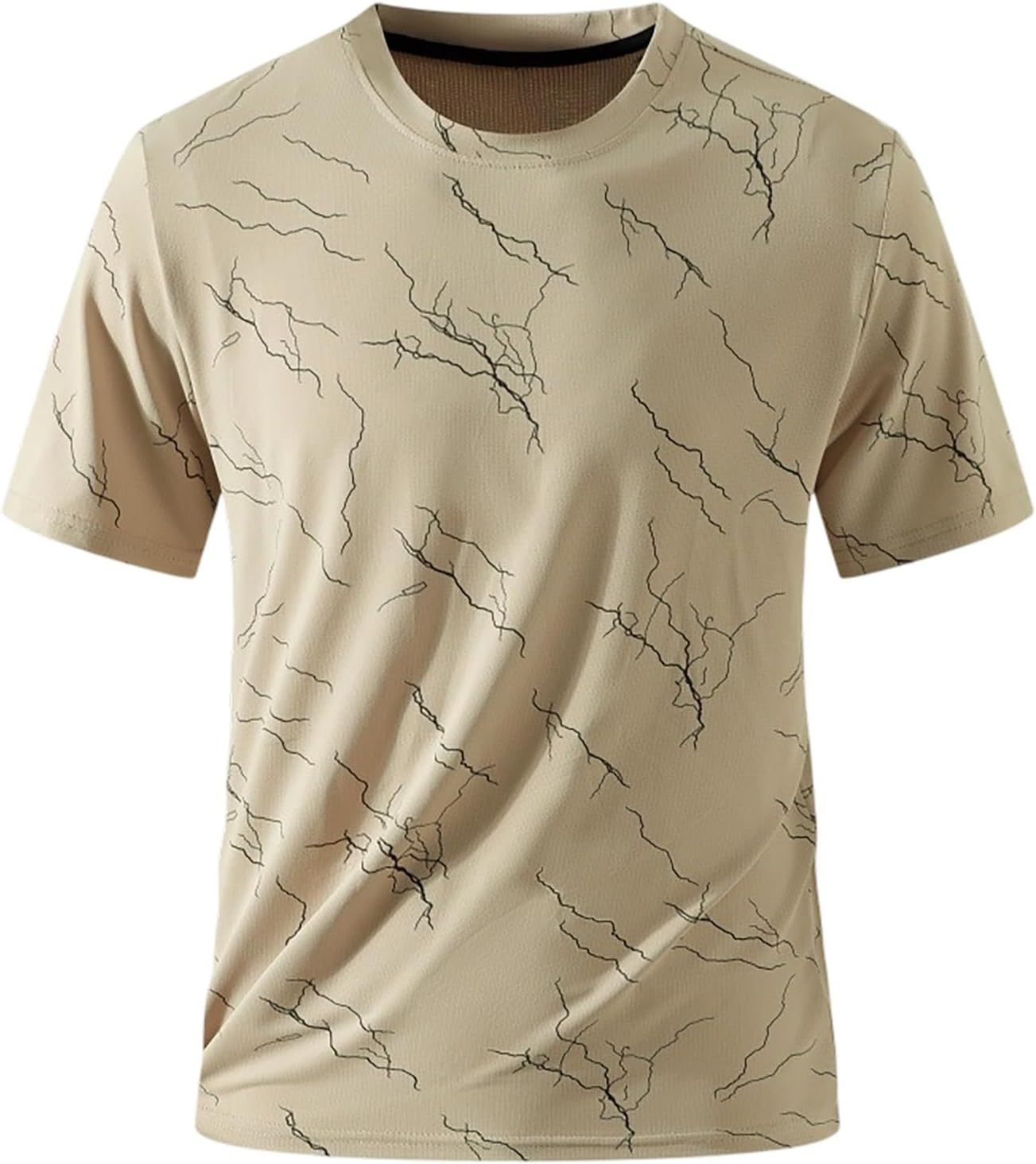 Men's Athletic Short Sleeve Shirts Crew Neck Printed Tops Quick Dry Moisture Wicking Tees Breathable Running Top