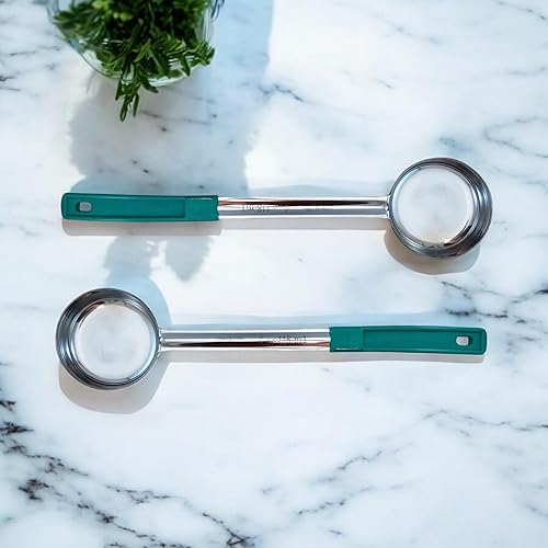 Miniatura 4 de Cuchara de acero inoxidable sólido de 4 onzas para medir y servir cucharas de grado comercial (paquete de 2)