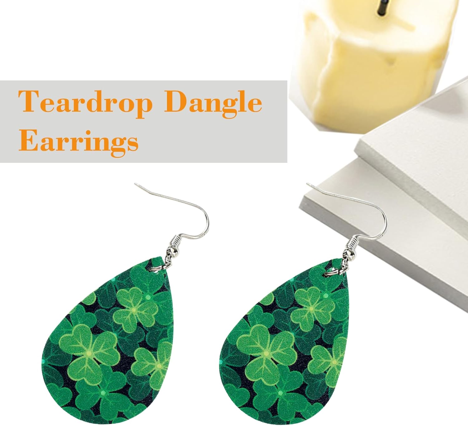 St Patricks Day Earrings for Women, Irish clover Dangle Green, for Various Festivals Celebration Party, Trendy shamrock Dangle Fun Hook Earrings, for Jewelry Outfits Accessories - Image 2