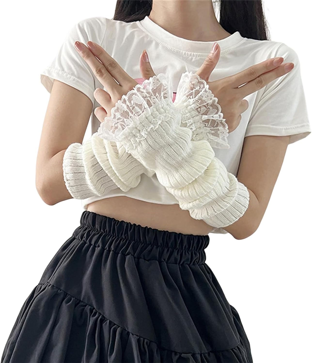 Gothic Arm Warmers Women Cute Y2k Harajuku Punk Fingerless Festival