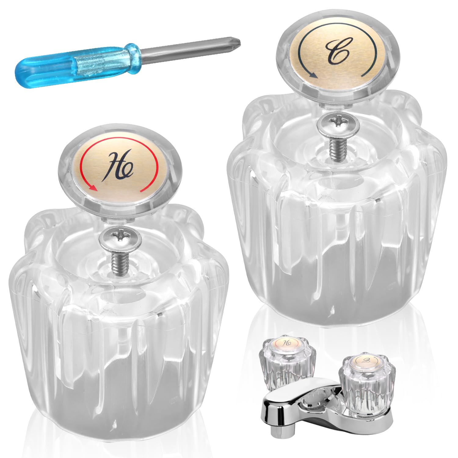 Boutons de robinet de salle de bain en acrylique transparent pour un contrôle fluide et précis