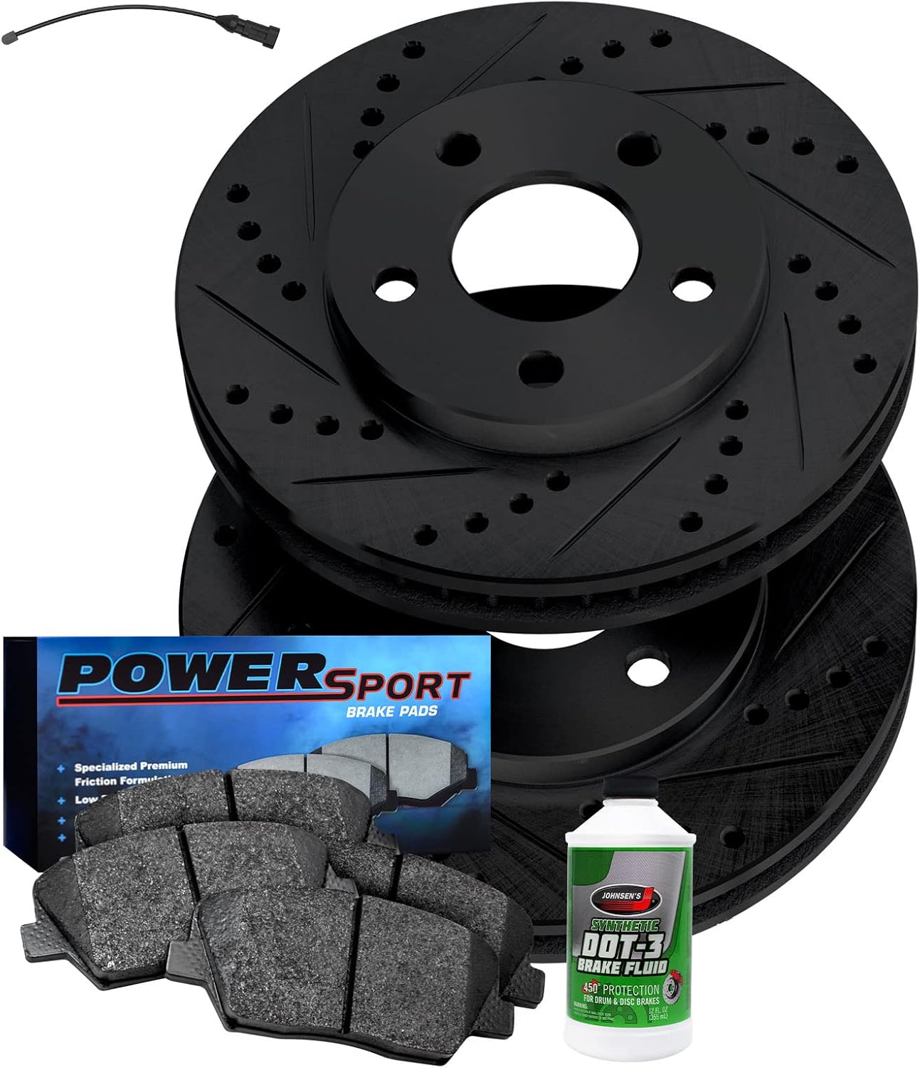 Power Sport Front Brakes and Rotors Kit |Front Brake Pads| Brake Rotors and Pads|Ceramic Brake Pads and Rotors|Sensor Wire BBC1.31002.62