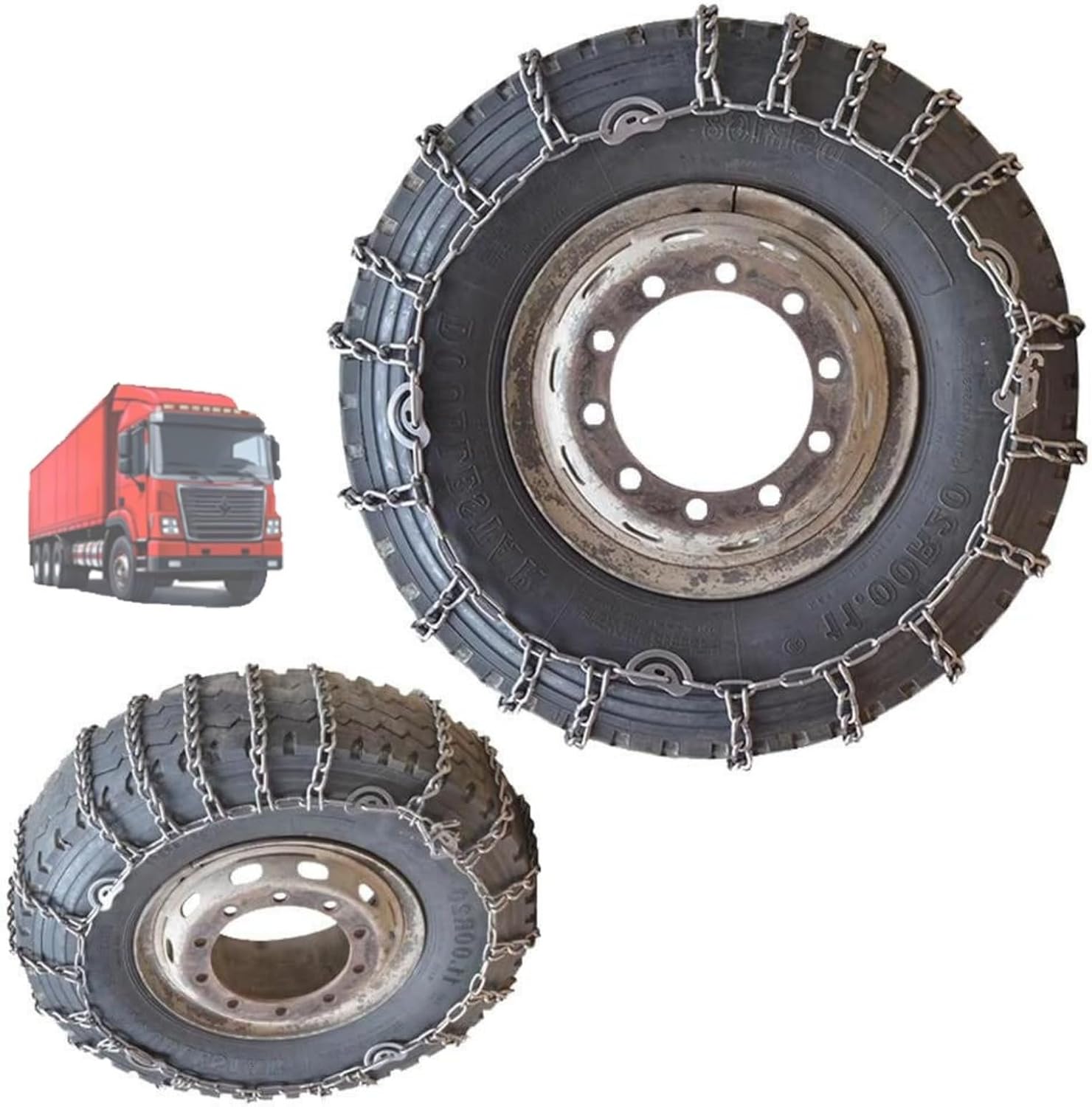 Set of 2 Snow Tire Chains For Cars Suv Pickup Trucks Commercial trucks- Quick Fit AND Easy Installation,Reusable Universal Emergency Traction Snow Chains 6.50-16 9mm 225/75R17.5