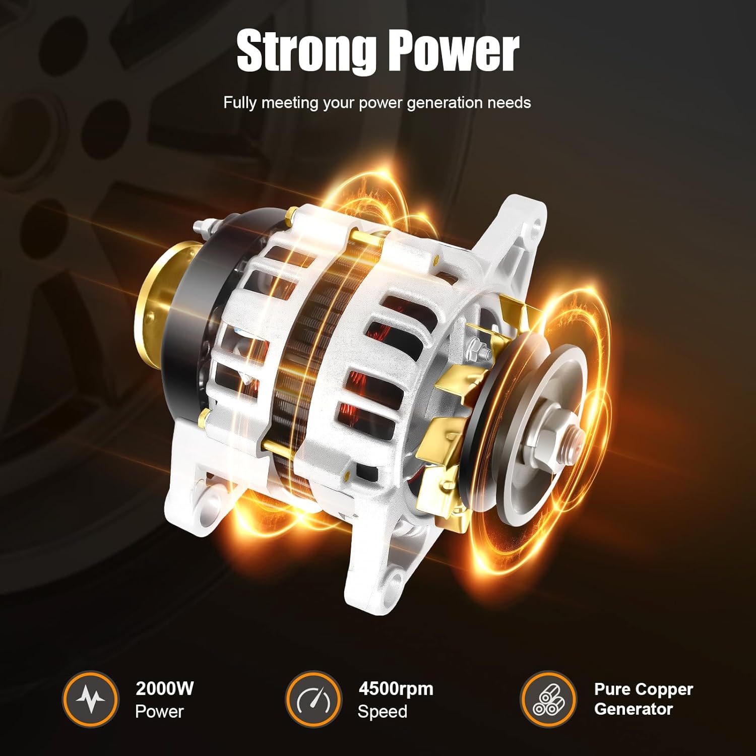 2000W Permanent Magnet Generator - 12V/14V Dual-Wheel Brushless Motor for Agricultural Vehicles, 4500RPM High-Efficiency Power Generator for Tractors, Tricycles & Quadricycles