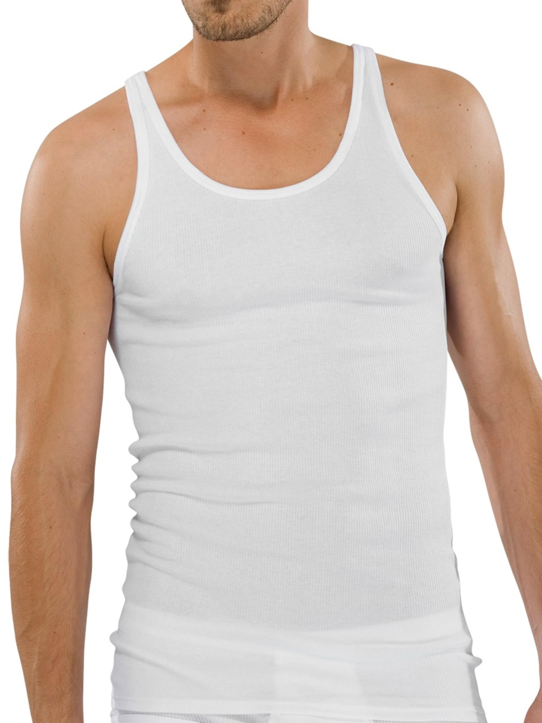 Schiesser Men's Cotton Vests Pack of 2, White, 6 EU