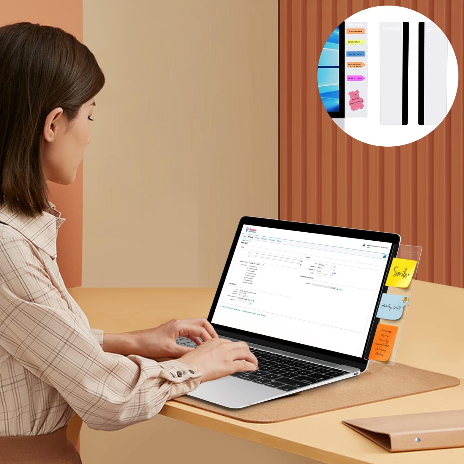 Yuannee Monitor Memo Board,2 PCS Acrylic Monitor Sticky Note Holder Post Note Holder Transparent Monitor Side Panel Sticky Note Holder Multifunction Memo Board for Office Desk Accessories - Image 2