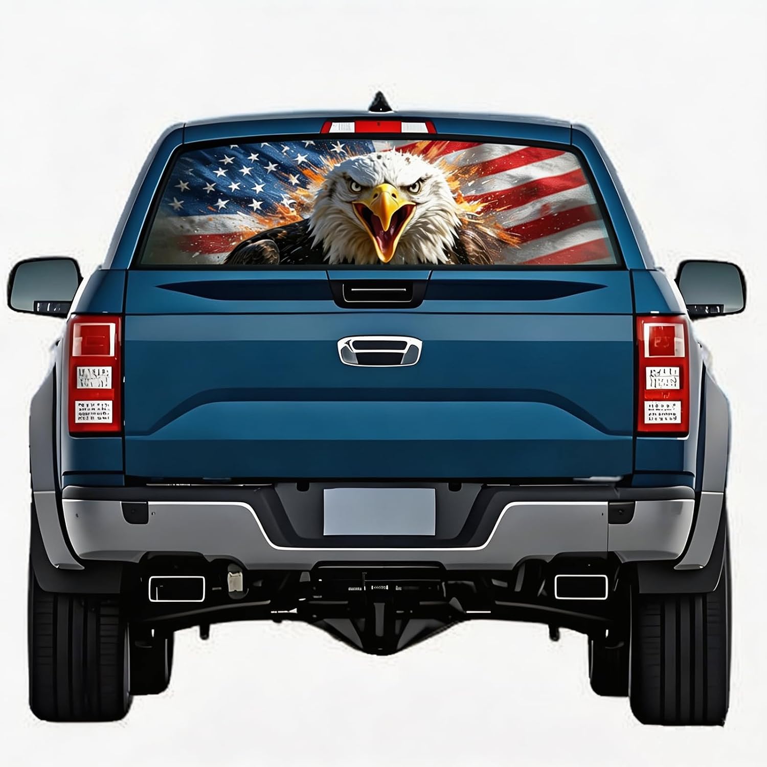 Rear Window Decals for Trucks - 65x17.3 in Back Window American Flag Decals Fit Most Pickup Trucks SUV, Vinyl Back Window Decal Truck Rear Window Graphics for Personalized Eagle Decal-35-S