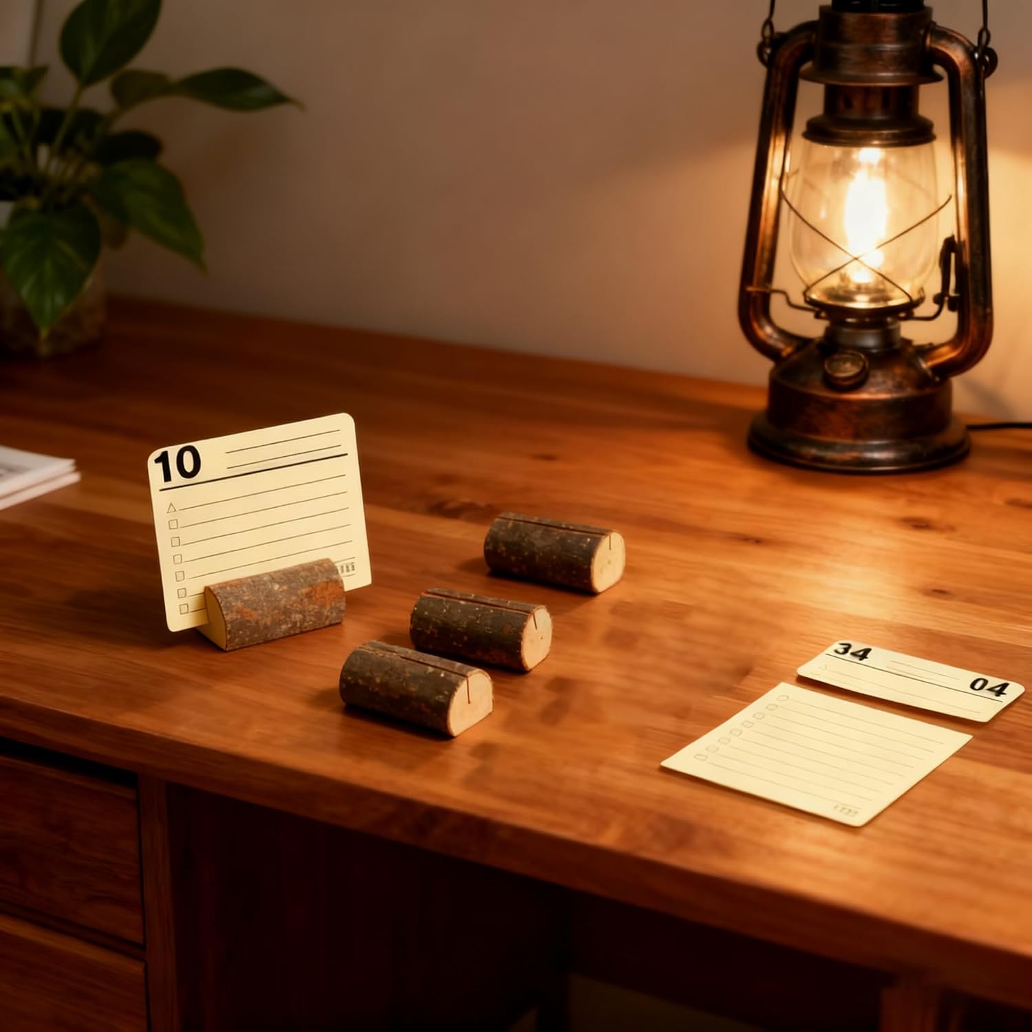 30pcs Rustic Wood Place Card Holders Party Wedding Table Numbers Cards Holder Stand Wooden Bark Memo Holder (Style 3)