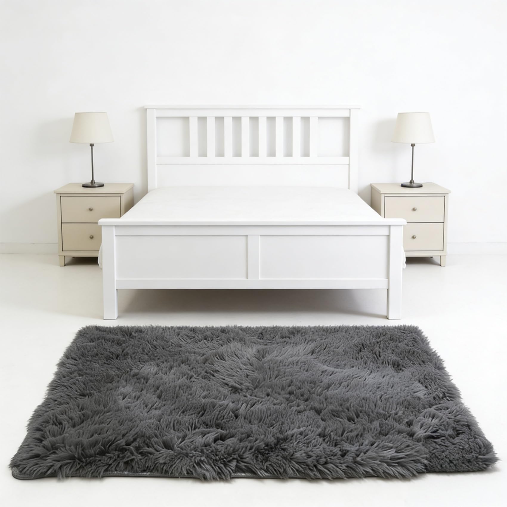 Tapis salon moelleux et élégant en tissu gris épais de 119 x 230 cm