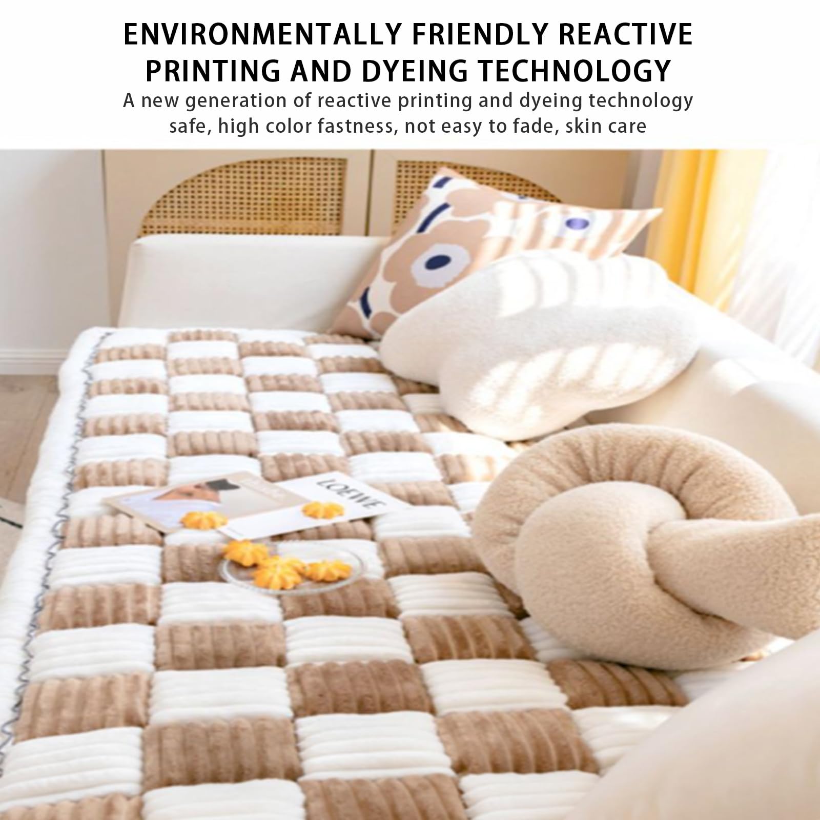 Funnyfuzzy Pet Canapé Matelas, Plaid Carré Canapé Coussin Crème Matelas Housse De Protection Meubles Plancher Chien Animal Chat Housse De Protection, Lavable En Machine(Size:19.6*19.6 in,Color:Dark Br