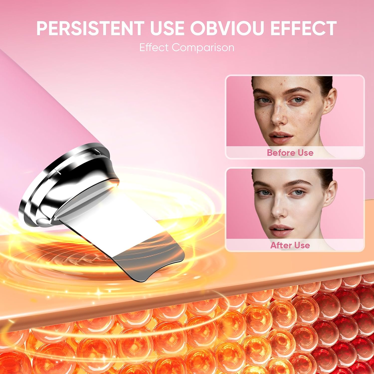 Silicone Face Scrubber Blackhead Scraper Rechargeable 2-in-1 Facial Cleansing Brush & Skin Spatula Duo, IPX7 Waterproof Exfoliating Massager Deep Cleansing for Women and Men(Light Pink) - Image 5