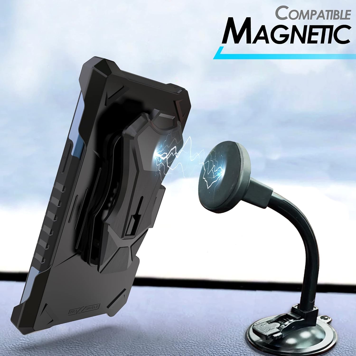 BEYOND CELL Compatible with Moto G Stylus 2021 Case (4G), Tri-Shield 2.0 Military Grade Magnetic Ring Kickstand with Multifunctional Belt Clip Holster for Car Mount & Bike Mount.